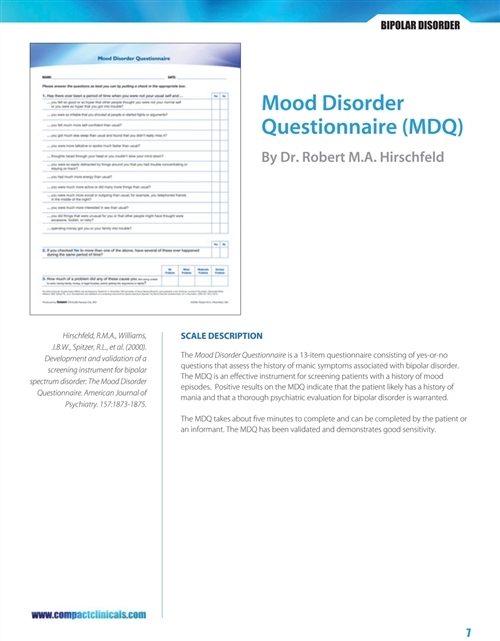 Mood Disorder Questionnaire Mdq Jones And Bartlett